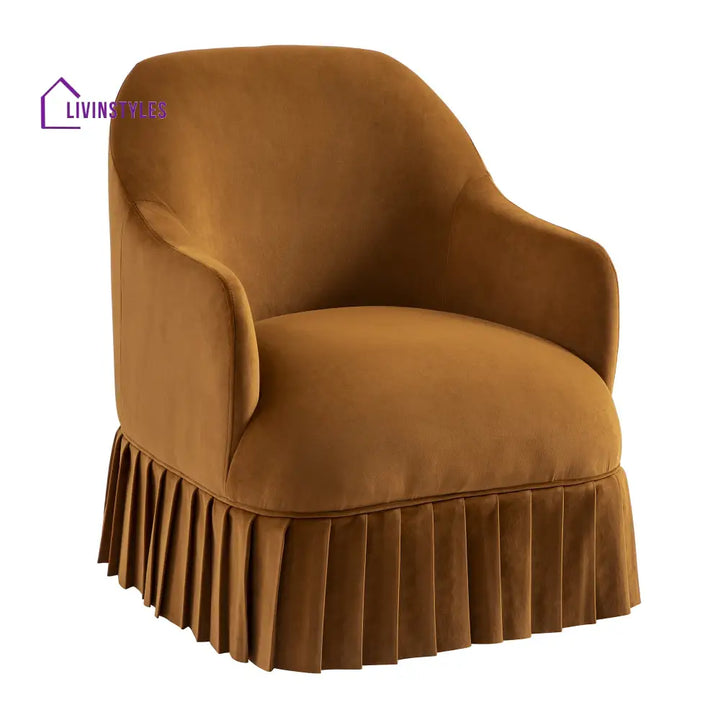 Calliope Skirted Armchair Cinnamon Velvet Armchairs