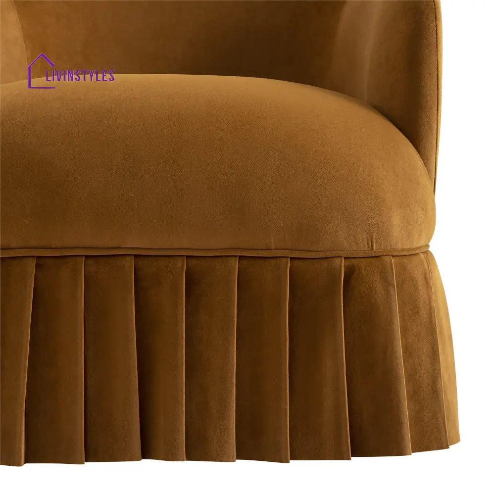 Calliope Skirted Armchair Cinnamon Velvet Armchairs