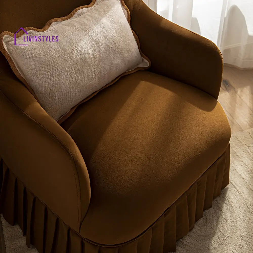 Calliope Skirted Armchair Cinnamon Velvet Armchairs