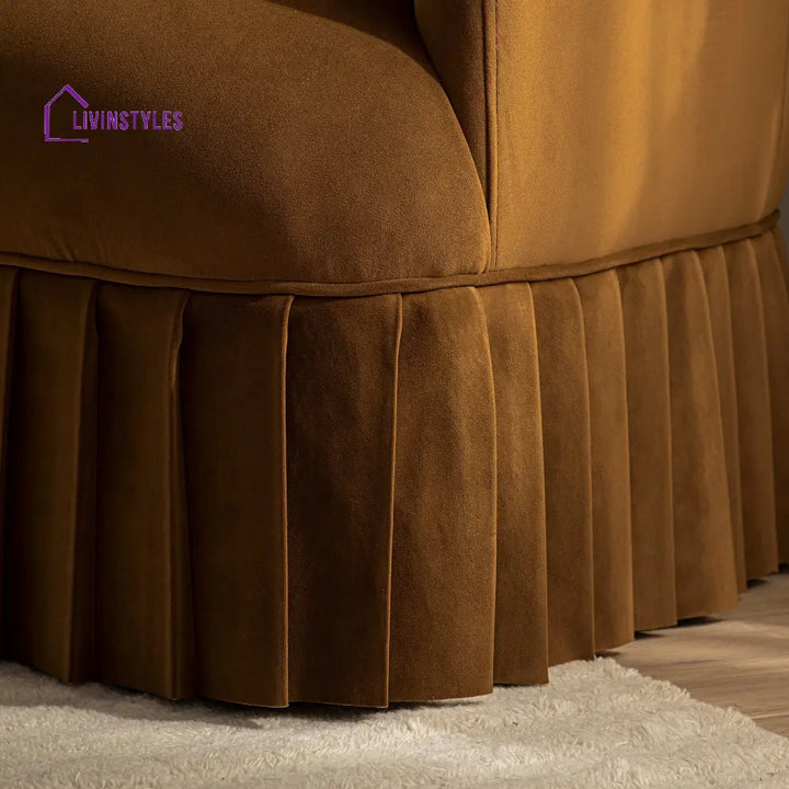 Calliope Skirted Armchair Cinnamon Velvet Armchairs