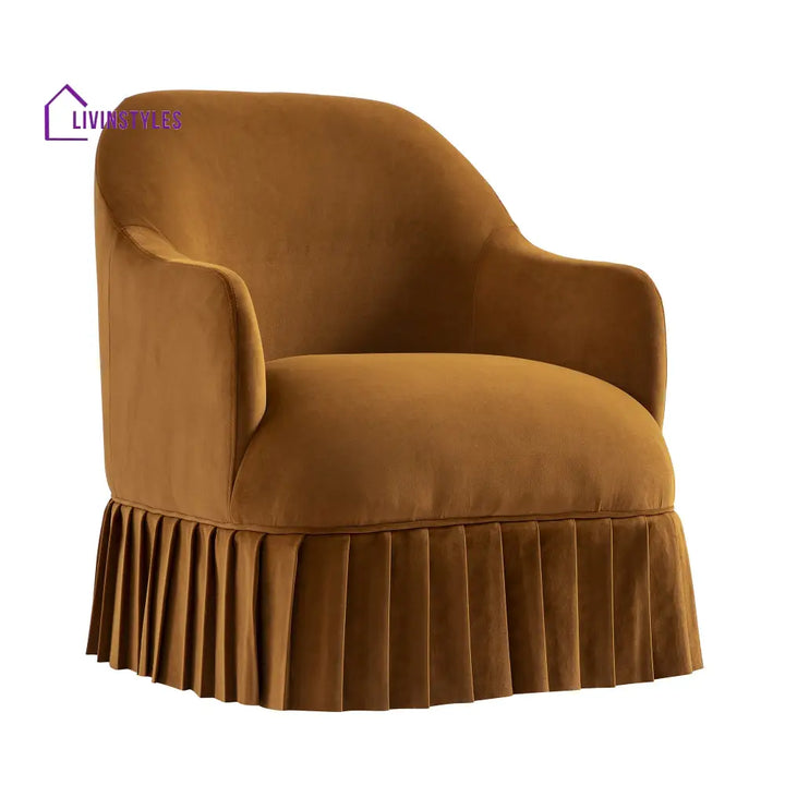 Calliope Skirted Armchair Cinnamon Velvet Armchairs