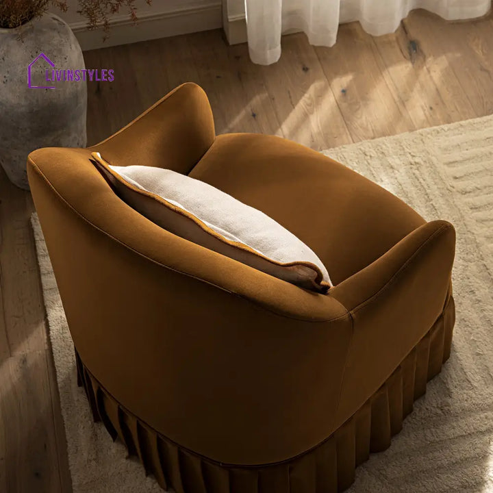 Calliope Skirted Armchair Cinnamon Velvet Armchairs
