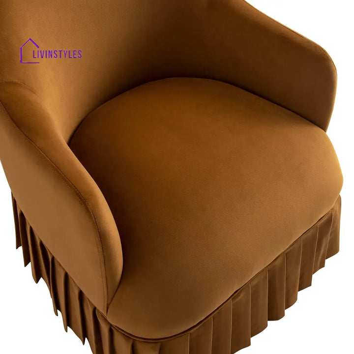 Calliope Skirted Armchair Cinnamon Velvet Armchairs