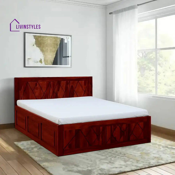 Jumo Solid Wood Storage Beds Queen / Honey Bedroom Furniture Sets