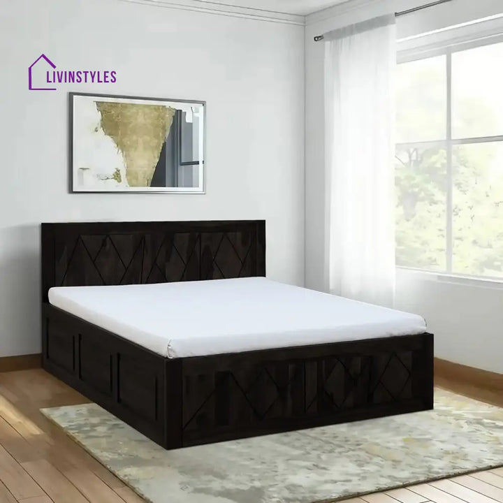 Jumo Solid Wood Storage Beds Queen / Walnut Bedroom Furniture Sets