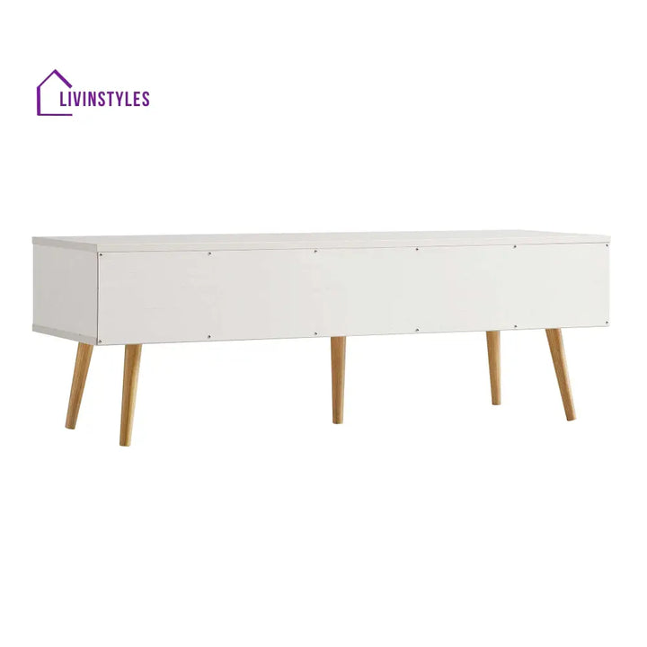 Anya Woven Rattan 3-Drawer TV Unit in White TV Stands & Media Storage