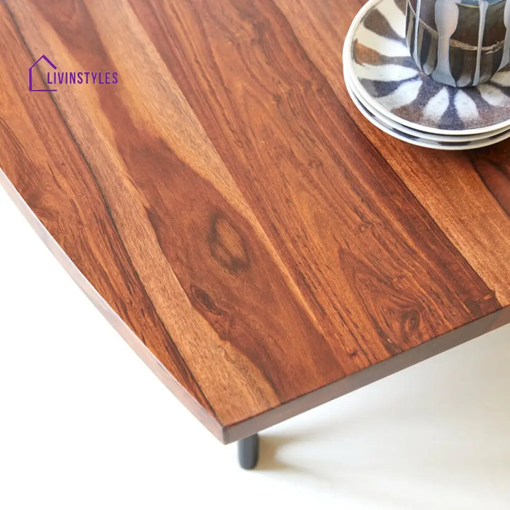 Aditya Low Height Coffee Table – Sheesham Wood Iron Stand (Low Height W110 D60 H25 cm) Coffee Table