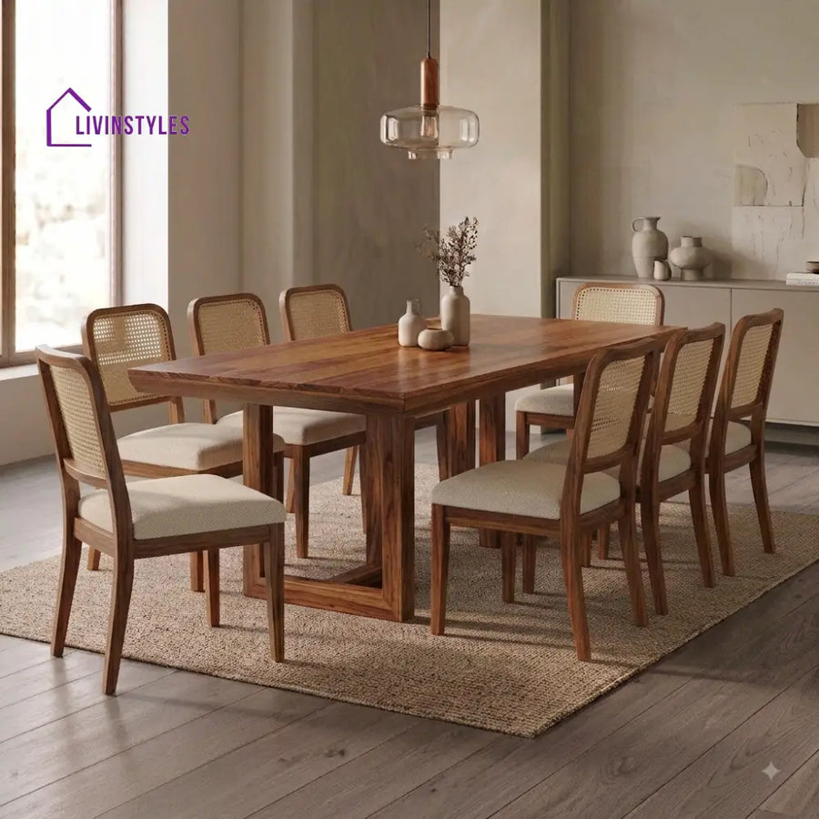 Aditya Premium Solid Wood 8 Seater Dining Table Set