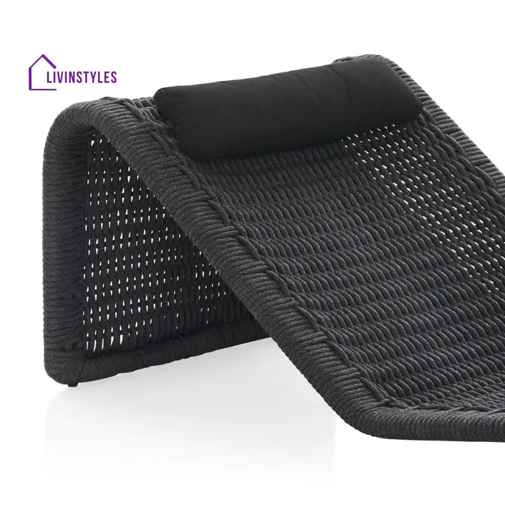 Adnet Outdoor Swimming Poolside Lounger Set of 2 (Black) Braided & Rope - Loungers