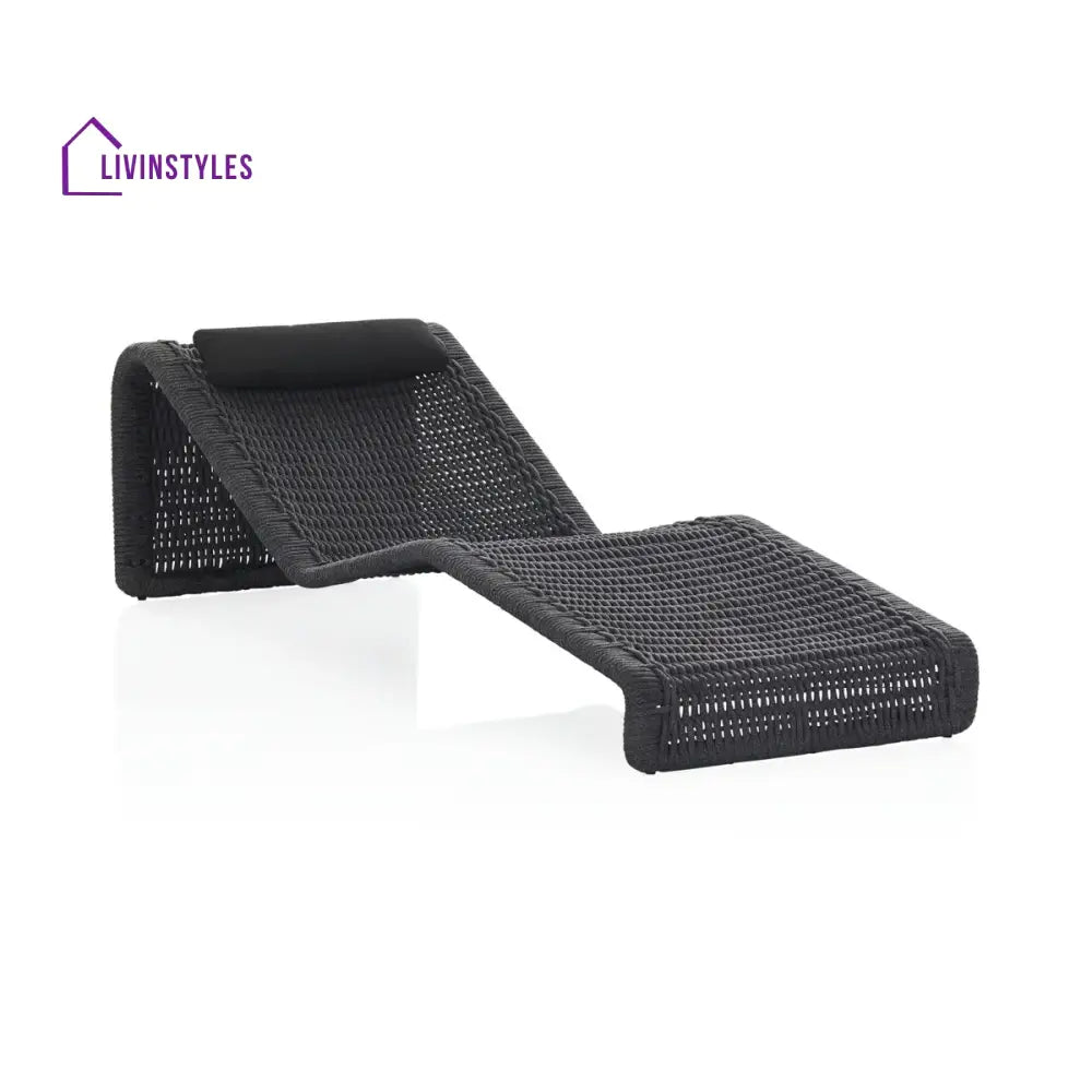 Adnet Outdoor Swimming Poolside Lounger Set of 2 (Black) Braided & Rope - Loungers