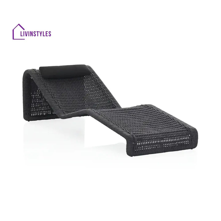 Adnet Outdoor Swimming Poolside Lounger Set of 2 (Black) Braided & Rope - Loungers