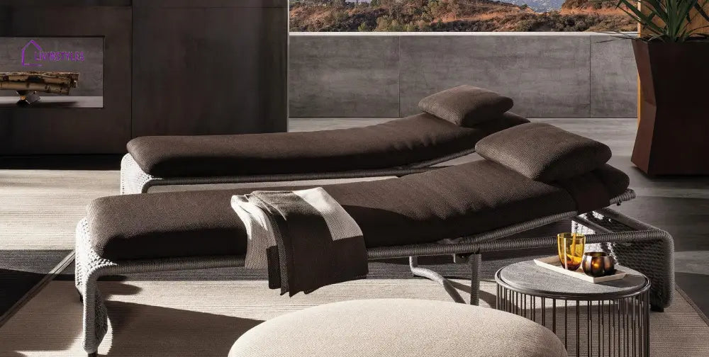 Adnet Outdoor Swimming Poolside Lounger Set of 2 (Grey) Braided & Rope - Loungers