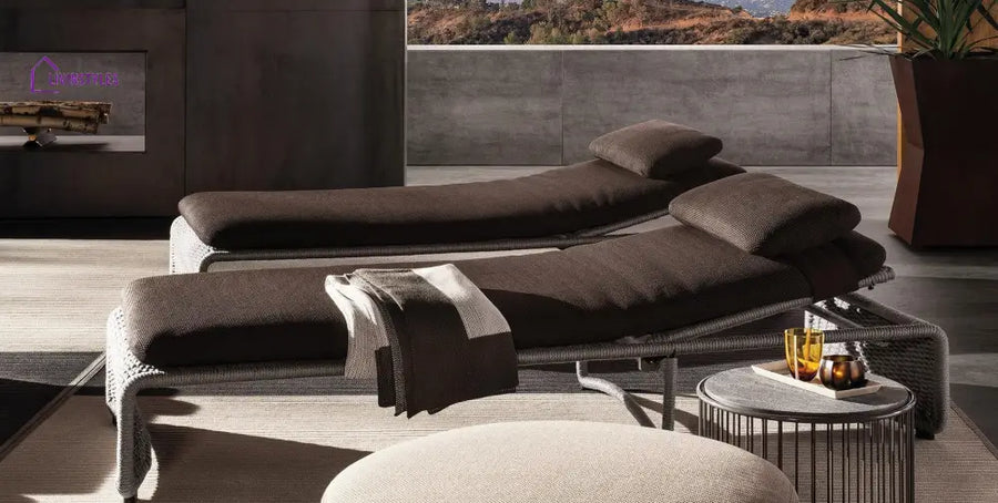 Adnet Outdoor Swimming Poolside Lounger Set of 2 (Grey) Braided & Rope - Loungers