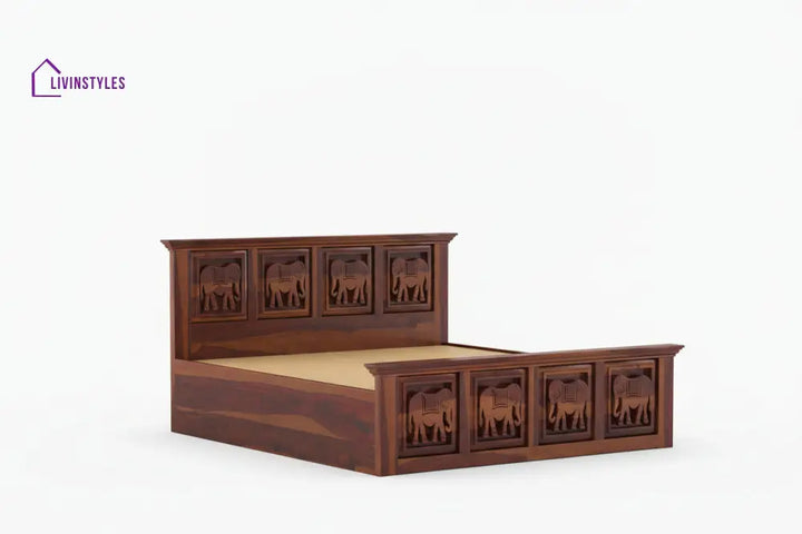 Adri Sheesham Wood Bed Hydraulic Storage - King Size