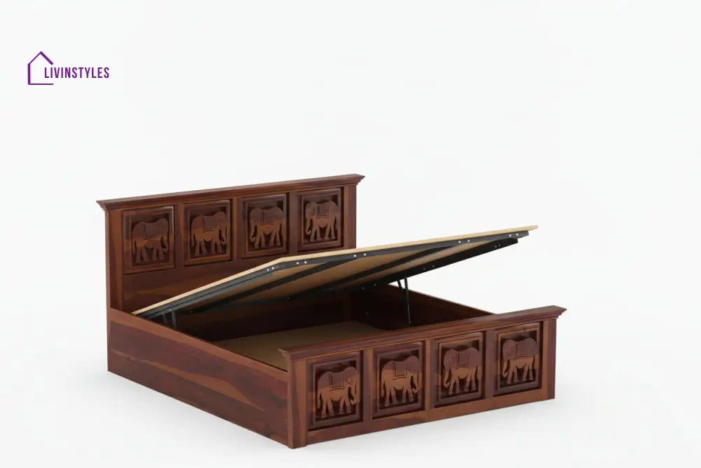 Adri Sheesham Wood Bed Hydraulic Storage - King Size