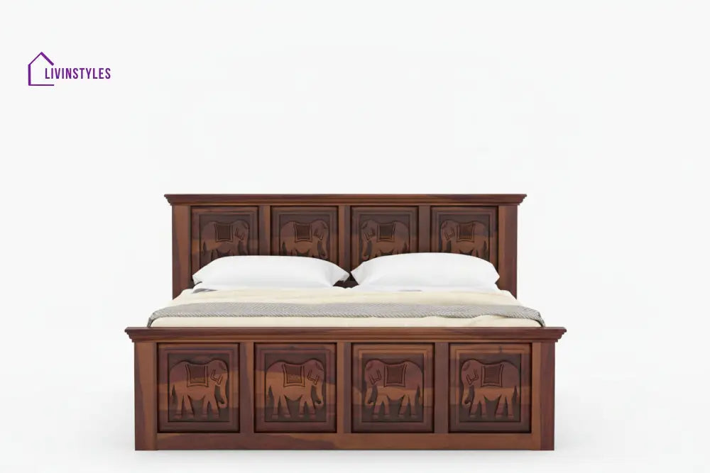 Adri Sheesham Wood Bed Hydraulic Storage - King Size