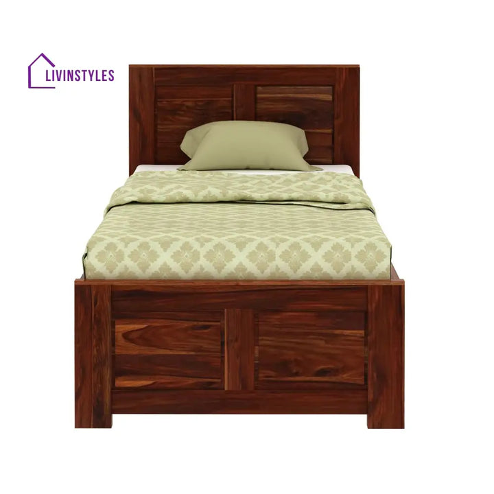 Adriana Solid Sheesham Wood Single Bed Without Storage (Natural Finish) Bed