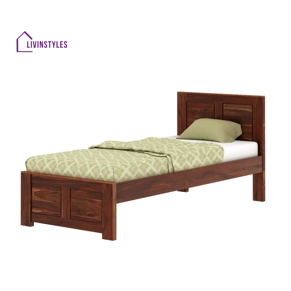 Adriana Solid Sheesham Wood Single Bed Without Storage (Natural Finish) Bed