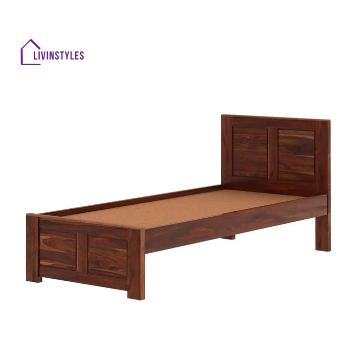 Adriana Solid Sheesham Wood Single Bed Without Storage (Natural Finish) Bed