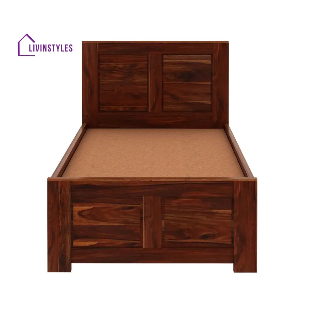 Adriana Solid Sheesham Wood Single Bed Without Storage (Natural Finish) Bed
