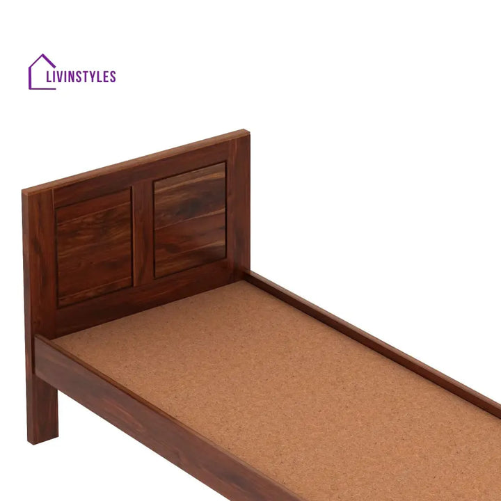Adriana Solid Sheesham Wood Single Bed Without Storage (Natural Finish) Bed