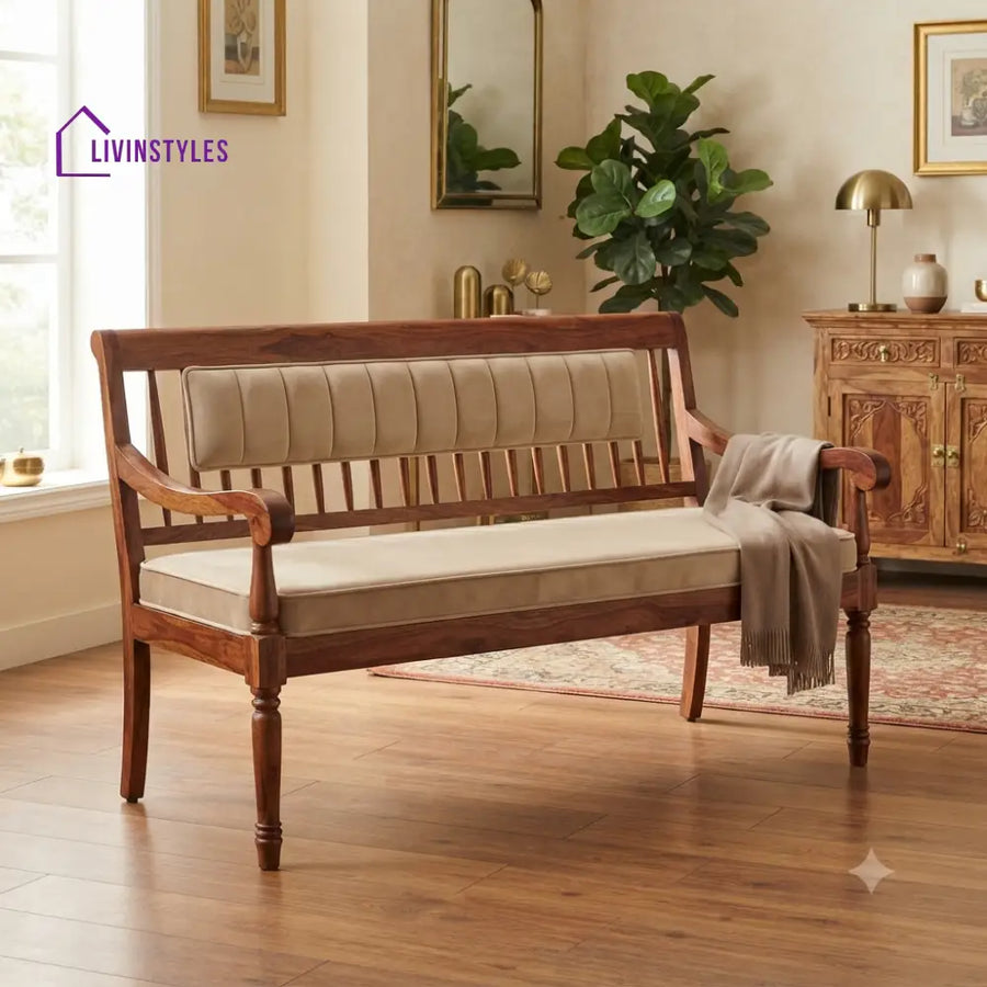 Adrien Wooden Bench for Living Room | Bedroom | Extra Seating