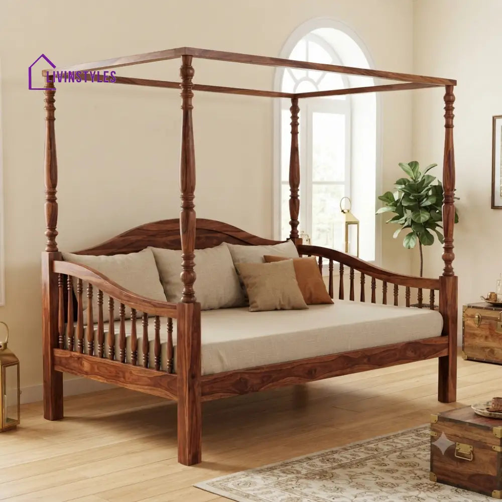 Adrien Wooden Divan Bed for Living Room | Solid Sheesham Wood