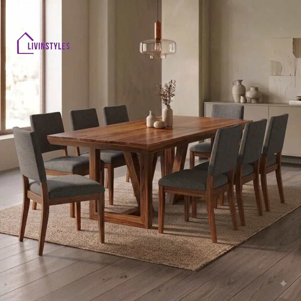Advait Premium Solid Wood 8 Seater Dining Table Set