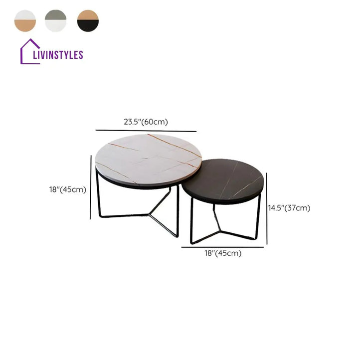 Advait Stainless Steel Coffee Table for Living Room | Set of 2 | Round Shaped