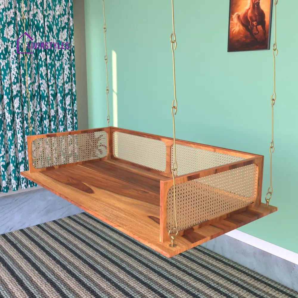 Advika Classic Modern Montage Style Handmade Wooden Swing Swing