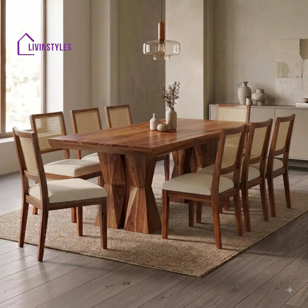 Advika Premium Solid Wood 8 Seater Dining Table Set