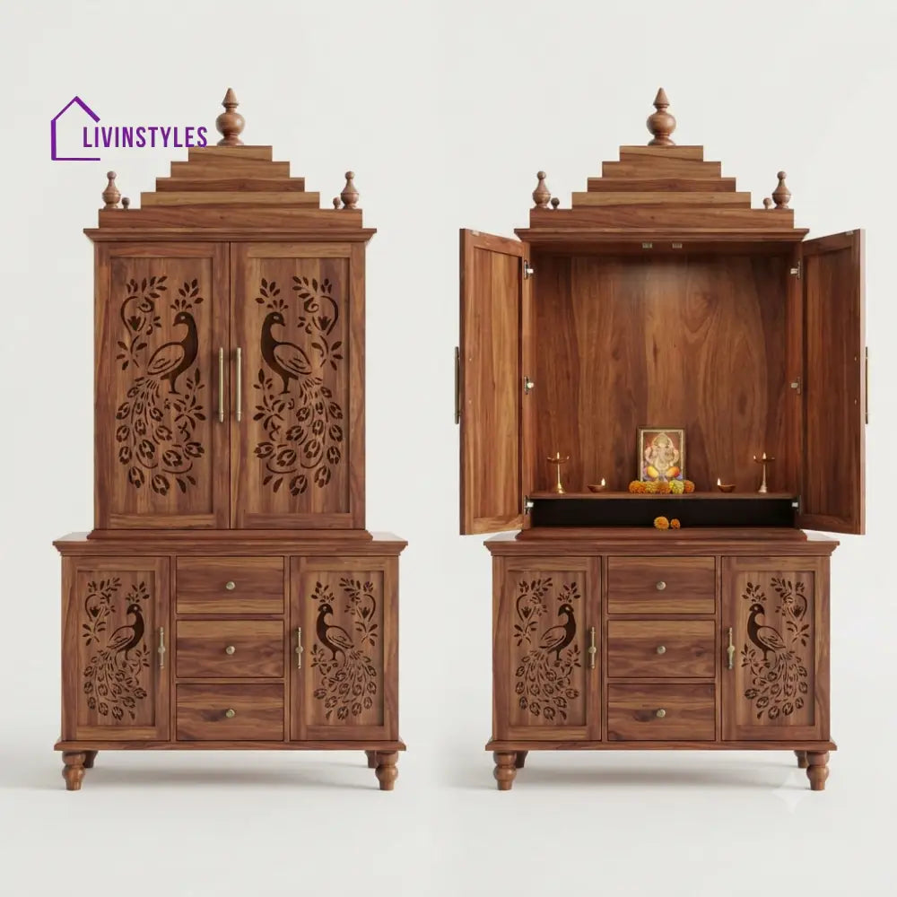 Advika Premium Solid Wood Home Temple | Pooja Mandir for Home