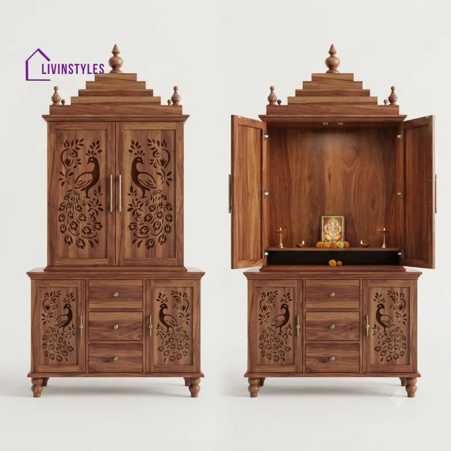 Advika Premium Solid Wood Home Temple | Pooja Mandir for Home