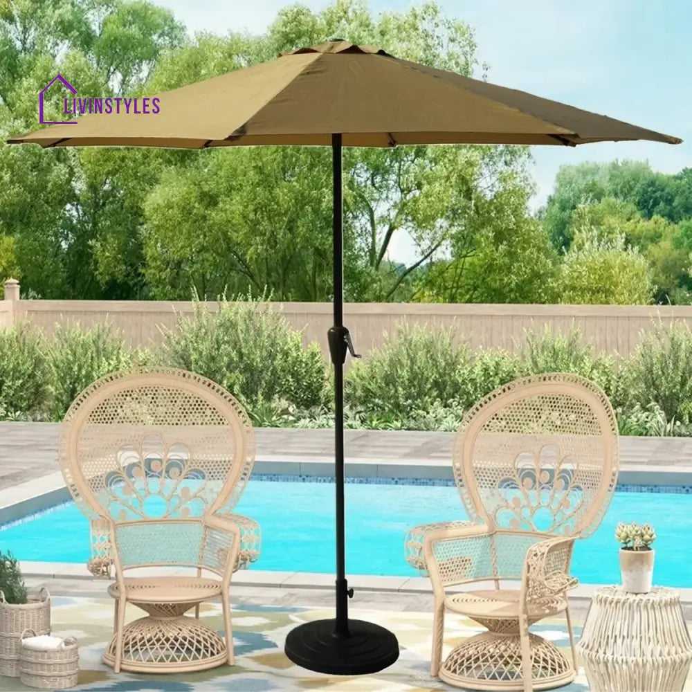 Adwoa 9ft Beige Color Outdoor Patio Umbrella with Centre Pole Patio Umbrella
