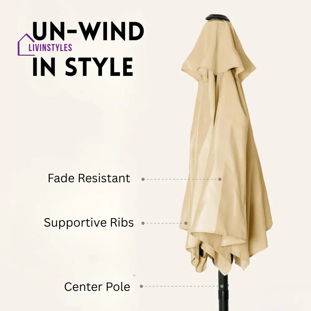 Adwoa 9ft Beige Color Outdoor Patio Umbrella with Centre Pole Patio Umbrella