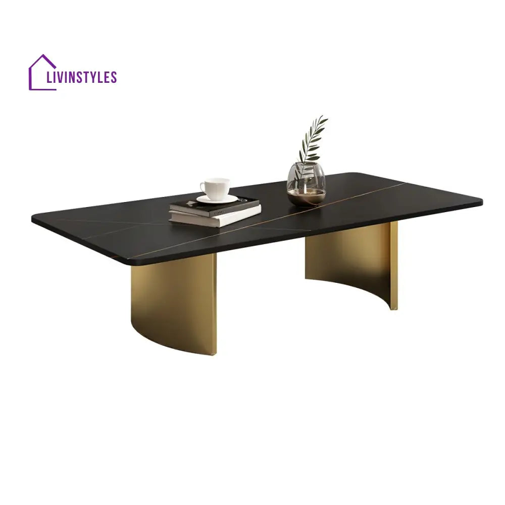 Aero Stainless Steel Coffee Table for Living Room | Rectangle Shape | Composite Ceramic Marble