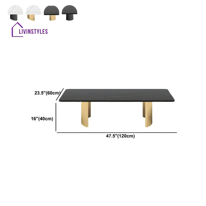 Aero Stainless Steel Coffee Table for Living Room | Rectangle Shape | Composite Ceramic Marble