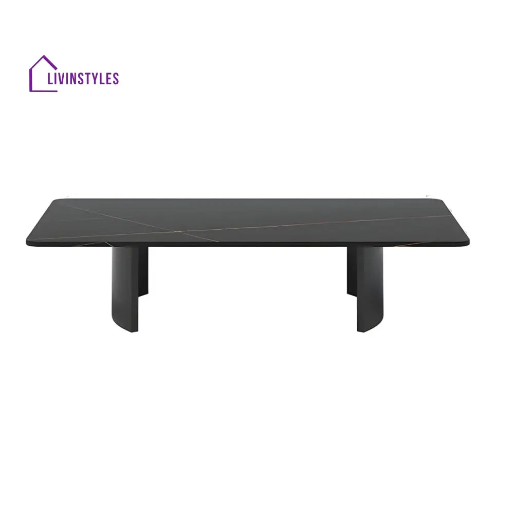 Aero Stainless Steel Coffee Table for Living Room | Rectangle Shape | Composite Ceramic Marble