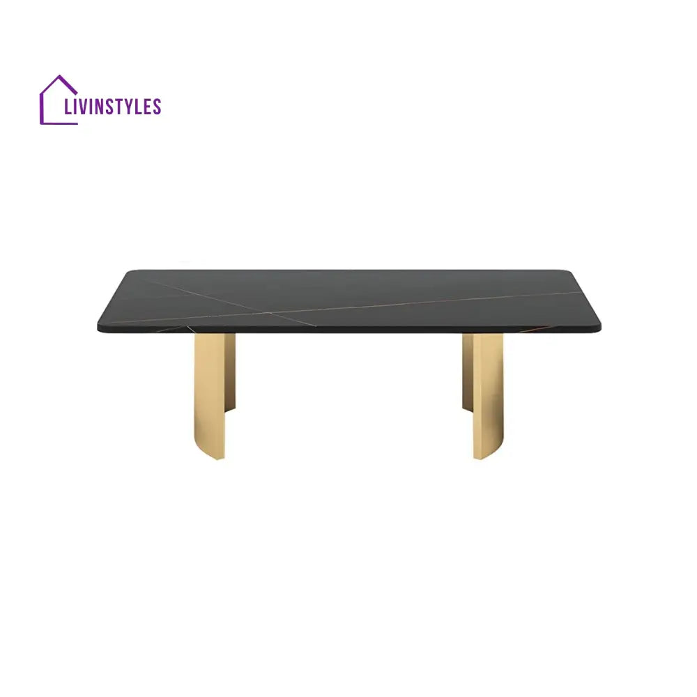 Aero Stainless Steel Coffee Table for Living Room | Rectangle Shape | Composite Ceramic Marble