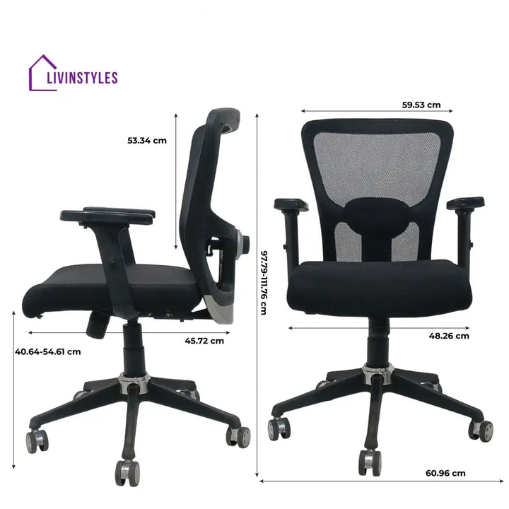 AeroFlex Black Mesh Low Back Office Chair | Nylon Base Low Back Office Chair