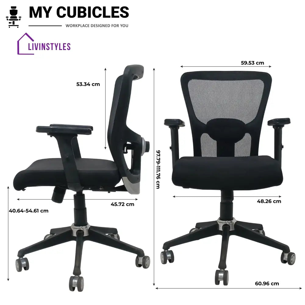 AeroFlex Black Mesh Low Back Office Chair | Nylon Base Low Back Office Chair