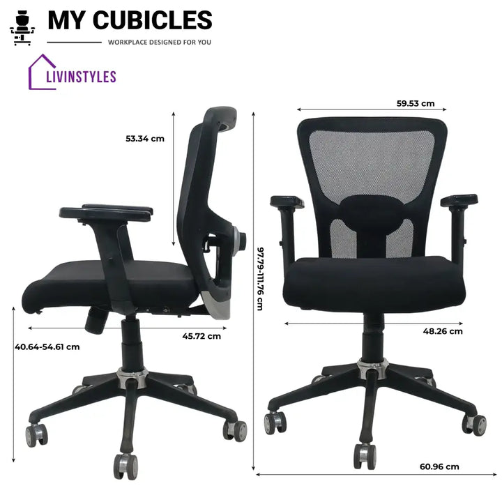 AeroFlex Black Mesh Low Back Office Chair | Nylon Base Low Back Office Chair