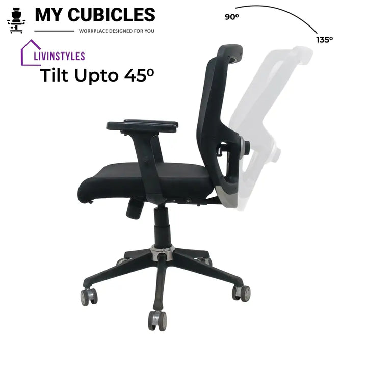AeroFlex Black Mesh Low Back Office Chair | Nylon Base Low Back Office Chair