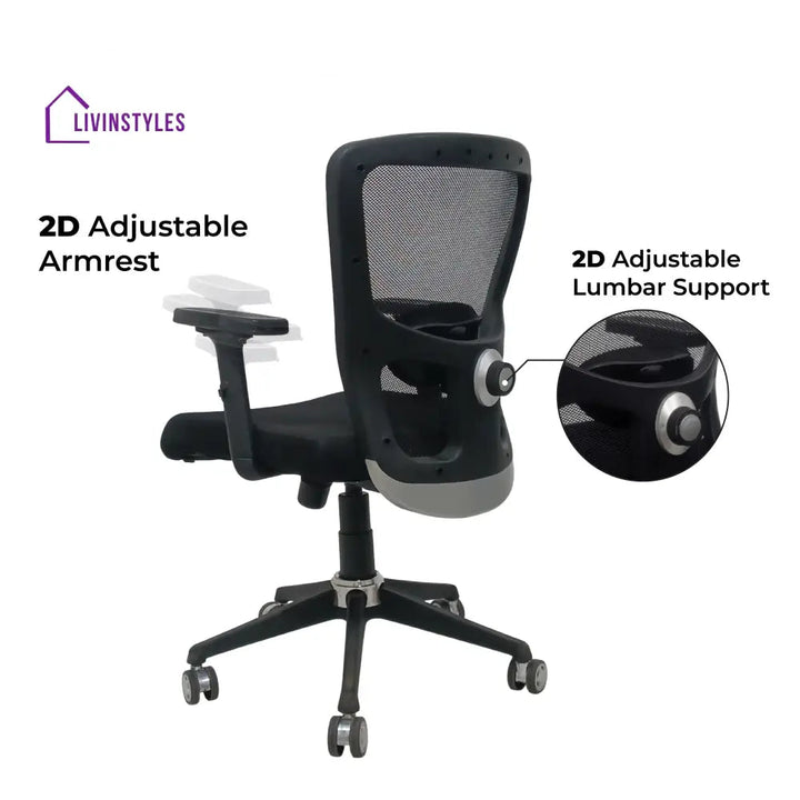 AeroFlex Black Mesh Low Back Office Chair | Nylon Base Low Back Office Chair