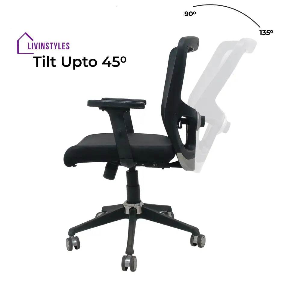 AeroFlex Black Mesh Low Back Office Chair | Nylon Base Low Back Office Chair
