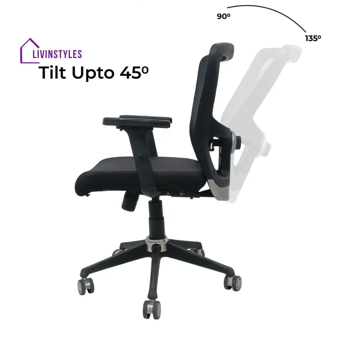 AeroFlex Black Mesh Low Back Office Chair | Nylon Base Low Back Office Chair