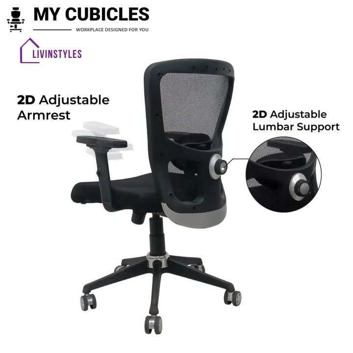 AeroFlex Black Mesh Low Back Office Chair | Nylon Base Low Back Office Chair