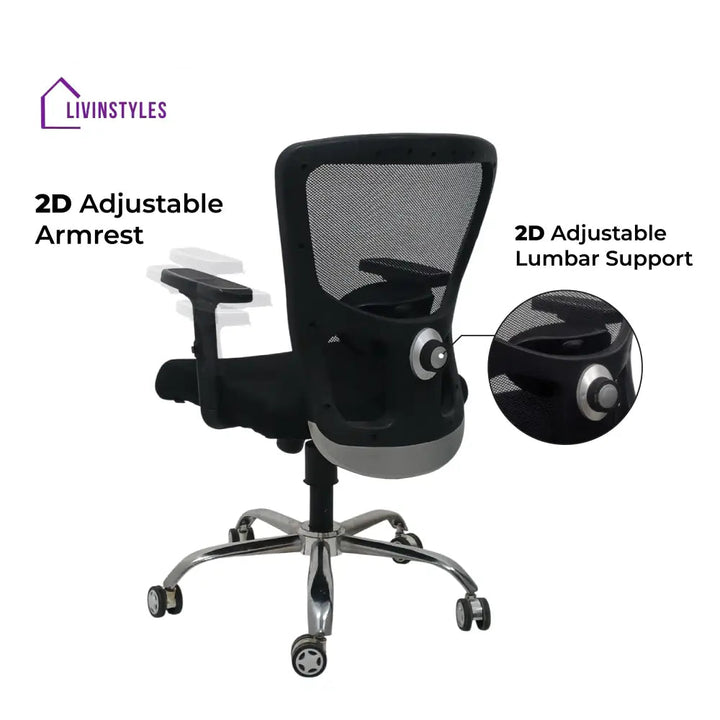 AeroFlex Black Mesh Low Back Office Chair | Spider Base Low Back Office Chair