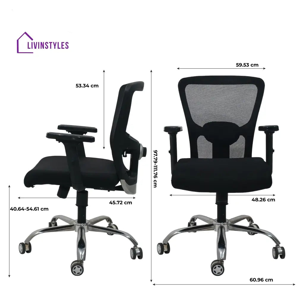 AeroFlex Black Mesh Low Back Office Chair | Spider Base Low Back Office Chair