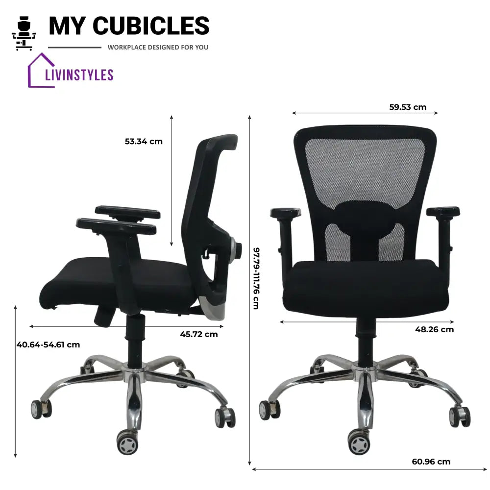 AeroFlex Black Mesh Low Back Office Chair | Spider Base Low Back Office Chair